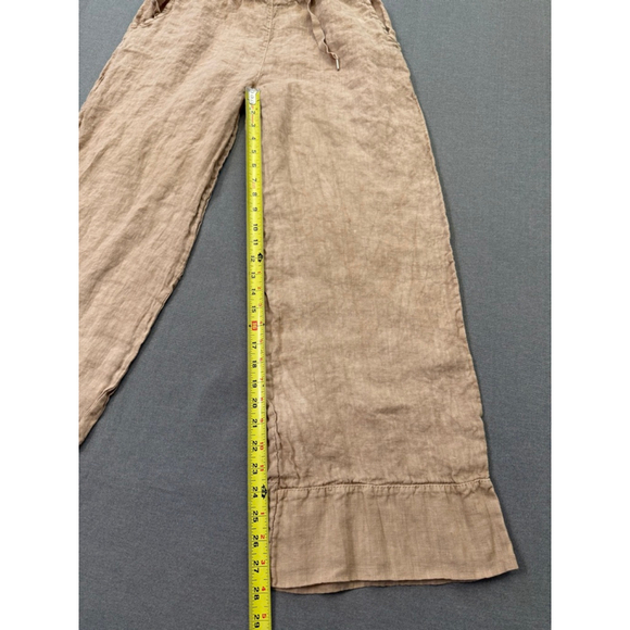 Karamel Tan Linen Pants Made in Italy Size M - Picture 5 of 10